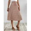 imageFloerns Womens Floral Printed Elastic Waist A Line Pleated Ruffle Midi SkirtApricot Floral