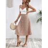 imageFloerns Womens Floral Printed Elastic Waist A Line Pleated Ruffle Midi SkirtApricot Floral