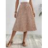 imageFloerns Womens Floral Printed Elastic Waist A Line Pleated Ruffle Midi SkirtApricot Floral