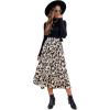 imageFloerns Womens Floral Printed Elastic Waist A Line Pleated Ruffle Midi SkirtBlack and Khaki