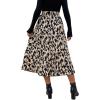 imageFloerns Womens Floral Printed Elastic Waist A Line Pleated Ruffle Midi SkirtBlack and Khaki