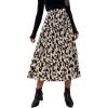 imageFloerns Womens Floral Printed Elastic Waist A Line Pleated Ruffle Midi SkirtBlack and Khaki