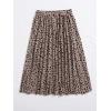imageFloerns Womens Floral Printed Elastic Waist A Line Pleated Ruffle Midi SkirtBrown