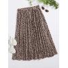 imageFloerns Womens Floral Printed Elastic Waist A Line Pleated Ruffle Midi SkirtBrown