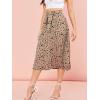 imageFloerns Womens Floral Printed Elastic Waist A Line Pleated Ruffle Midi SkirtBrown Dots