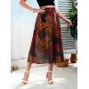 imageFloerns Womens Floral Printed Elastic Waist A Line Pleated Ruffle Midi SkirtBrown Multi