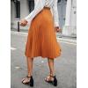 imageFloerns Womens Floral Printed Elastic Waist A Line Pleated Ruffle Midi SkirtBurnt Orange