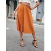 imageFloerns Womens Floral Printed Elastic Waist A Line Pleated Ruffle Midi SkirtBurnt Orange