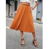 imageFloerns Womens Floral Printed Elastic Waist A Line Pleated Ruffle Midi SkirtBurnt Orange