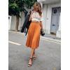 imageFloerns Womens Floral Printed Elastic Waist A Line Pleated Ruffle Midi SkirtBurnt Orange