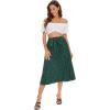 imageFloerns Womens Floral Printed Elastic Waist A Line Pleated Ruffle Midi SkirtGreen Dots