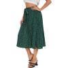 imageFloerns Womens Floral Printed Elastic Waist A Line Pleated Ruffle Midi SkirtGreen Dots