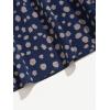 imageFloerns Womens Floral Printed Elastic Waist A Line Pleated Ruffle Midi SkirtNavy Blue