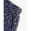 imageFloerns Womens Floral Printed Elastic Waist A Line Pleated Ruffle Midi SkirtNavy Blue