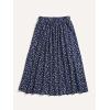 imageFloerns Womens Floral Printed Elastic Waist A Line Pleated Ruffle Midi SkirtNavy Blue