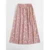 imageFloerns Womens Floral Printed Elastic Waist A Line Pleated Ruffle Midi SkirtPink