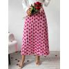 imageFloerns Womens Floral Printed Elastic Waist A Line Pleated Ruffle Midi SkirtPink Red Heart