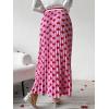 imageFloerns Womens Floral Printed Elastic Waist A Line Pleated Ruffle Midi SkirtPink Red Heart