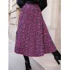 imageFloerns Womens Floral Printed Elastic Waist A Line Pleated Ruffle Midi SkirtPurple