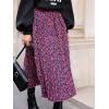 imageFloerns Womens Floral Printed Elastic Waist A Line Pleated Ruffle Midi SkirtPurple