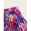 imageFloerns Womens Floral Printed Elastic Waist A Line Pleated Ruffle Midi SkirtPurple Flower