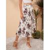 imageFloerns Womens Floral Printed Elastic Waist A Line Pleated Ruffle Midi SkirtWhite Floral