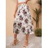 imageFloerns Womens Floral Printed Elastic Waist A Line Pleated Ruffle Midi SkirtWhite Floral