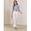 imageFloerns Womens Keyhole Chiffon Short Sleeve Blouse TopsBlue and White