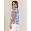 imageFloerns Womens Keyhole Chiffon Short Sleeve Blouse TopsBlue and White