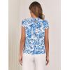 imageFloerns Womens Keyhole Chiffon Short Sleeve Blouse TopsBlue and White