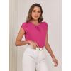 imageFloerns Womens Keyhole Chiffon Short Sleeve Blouse TopsHot Pink