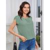imageFloerns Womens Keyhole Chiffon Short Sleeve Blouse TopsLight Green