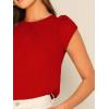 imageFloerns Womens Keyhole Chiffon Short Sleeve Blouse TopsRed Solid