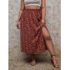 imageFloerns Womens Plus Size Boho Floral High Waist Split Thigh A Line Midi SkirtA Burgundy