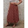 imageFloerns Womens Plus Size Boho Floral High Waist Split Thigh A Line Midi SkirtA Burgundy