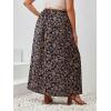 imageFloerns Womens Plus Size Boho Floral High Waist Split Thigh A Line Midi SkirtBlack Brown Floral