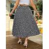 imageFloerns Womens Plus Size Boho Floral High Waist Split Thigh A Line Midi SkirtBlack Ink White