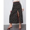 imageFloerns Womens Plus Size Boho Floral High Waist Split Thigh A Line Midi SkirtBlack Multi