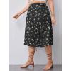 imageFloerns Womens Plus Size Boho Floral High Waist Split Thigh A Line Midi SkirtBlack Plants