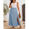 imageFloerns Womens Plus Size Boho Floral High Waist Split Thigh A Line Midi SkirtLight Blue