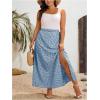 imageFloerns Womens Plus Size Boho Floral High Waist Split Thigh A Line Midi SkirtLight Blue