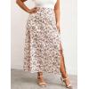 imageFloerns Womens Plus Size Boho Floral High Waist Split Thigh A Line Midi SkirtWhite Multi