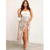imageFloerns Womens Plus Size Boho Floral High Waist Split Thigh A Line Midi SkirtWhite Multi