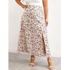 imageFloerns Womens Plus Size Boho Floral High Waist Split Thigh A Line Midi SkirtWhite Multi