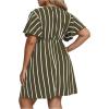 imageFloerns Womens Plus Size Striped Print Wrap V Neck Short Sleeve A Line DressGreen Striped