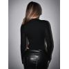 imageFloerns Womens Sheer Mesh Long Sleeve Stretchy Bodysuit JumpsuitPure Black