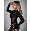 imageFloerns Womens Sheer Mesh Long Sleeve Stretchy Bodysuit JumpsuitPure Black