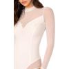 imageFloerns Womens Sheer Mesh Long Sleeve Stretchy Bodysuit JumpsuitWhite