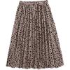 imageFloerns Womens Floral Printed Elastic Waist A Line Pleated Ruffle Midi SkirtBrown