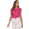 imageFloerns Womens Keyhole Chiffon Short Sleeve Blouse TopsHot Pink